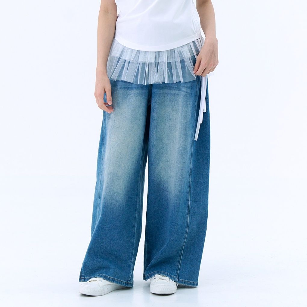 [롯데백화점] 더데이걸즈 싸이드 턱 슬림핏 데님 바지 TGTJ26F01