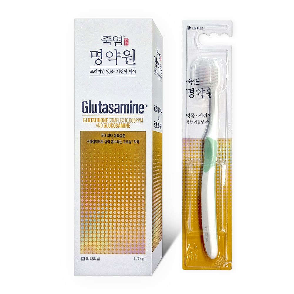 LG생활건강 죽염 명약원 프리미엄 잇몸 시린이 케어 치약+칫솔 세트 120g