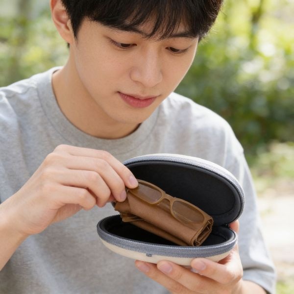 [하프클럽]접이식 안경케이스 휴대용 안경집 돋보기 보관함 안경 보관 하드케이스 파우치