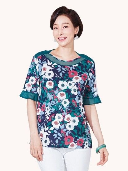 아네모네 메시배색 블라우스 K191BL08