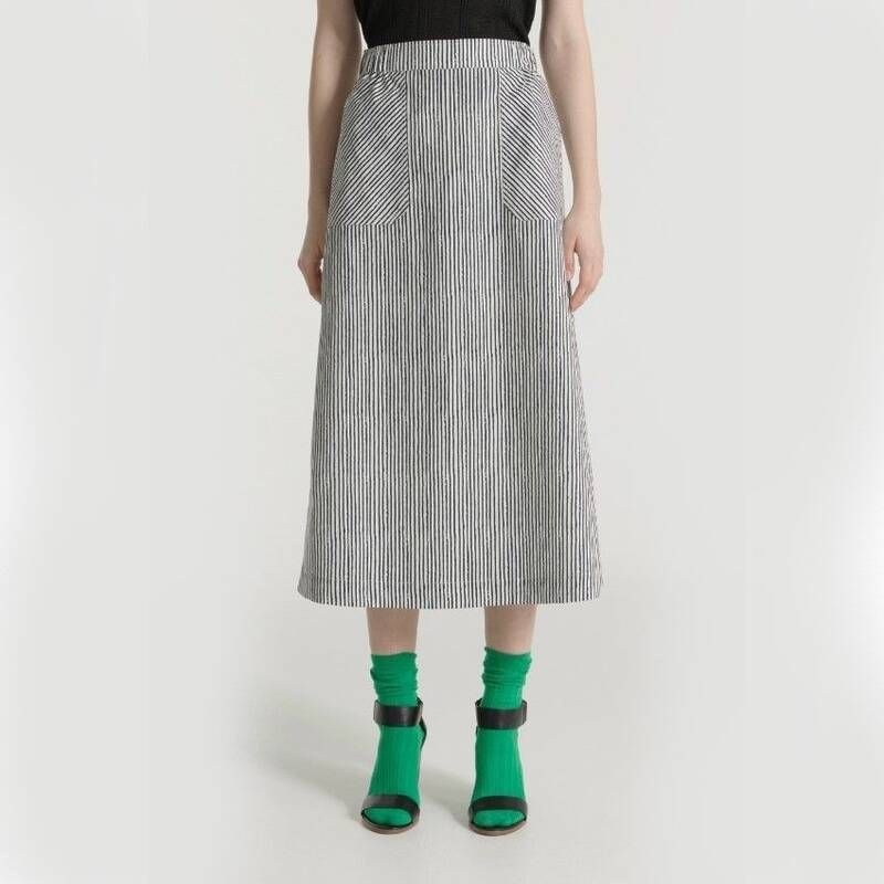 르몽생미셸 스트라이프 스커트 JONA STRIPED SKIRT_Navy_LST_A0SK06WNV10 V5W8X3Y1 S6T9V2W4