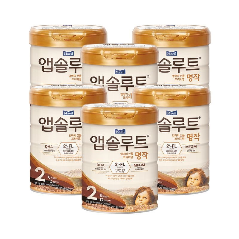 리뉴얼 앱솔루트 명작 2FL 분유 2단계(6~12개월) 800g 6캔