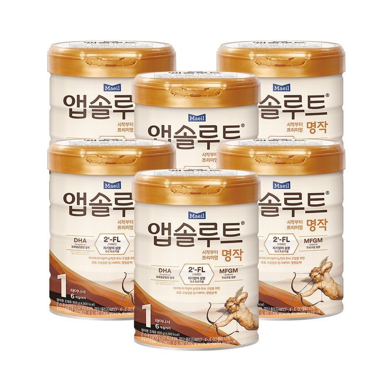 리뉴얼 앱솔루트 명작 2FL 분유 1단계(0~6개월) 800g 6캔
