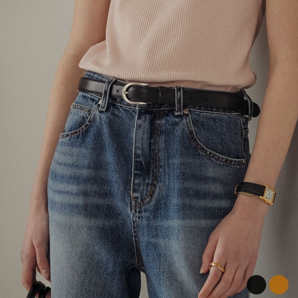 [SILVER&BLACK 8/21 예약배송]Italian leather classic plain belt[3color]