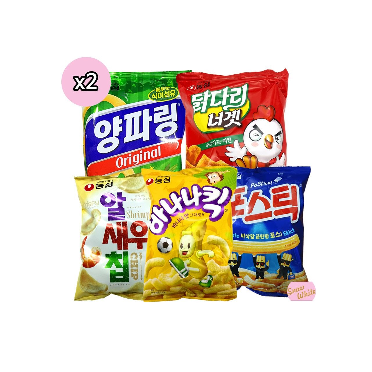 [온누리7%혜택]농심스낵세트(총10봉)(양파링 닭다리너겟 알새우칩 바나나킥 포스틱)