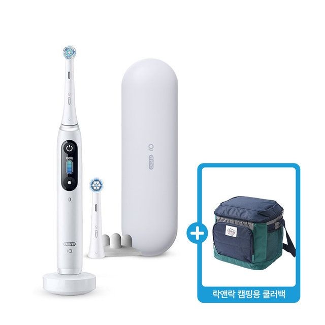 오랄비 [Oral-B] 오랄비 전동칫솔 iO8 화이트 알라바스터 (+락앤락 캠핑용 쿨러백) [IO8W][SQ38]