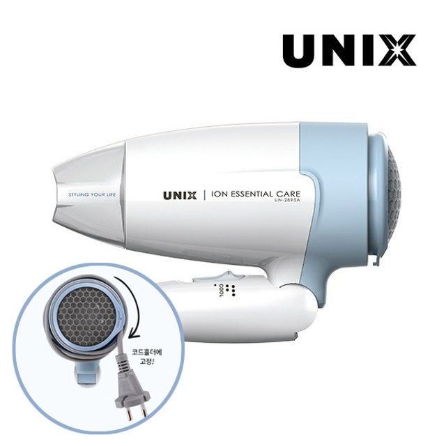 유닉스 헤어 에센셜 케어 1600W 접이식 드라이기 여행용 휴대용 UN-2895A