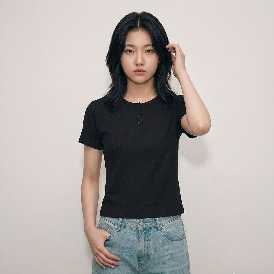 행텐 틴즈 행텐틴즈 여아 슬림핏 웨일 헨리넥 반팔 티셔츠_100(14570-131-419-05)