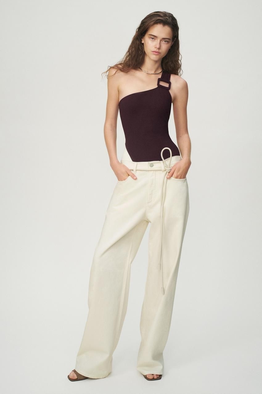 [국내발송] ZARA 여성 아신메트릭 링 스윔수트 - WOMAN 와인 2856/067/660 536255