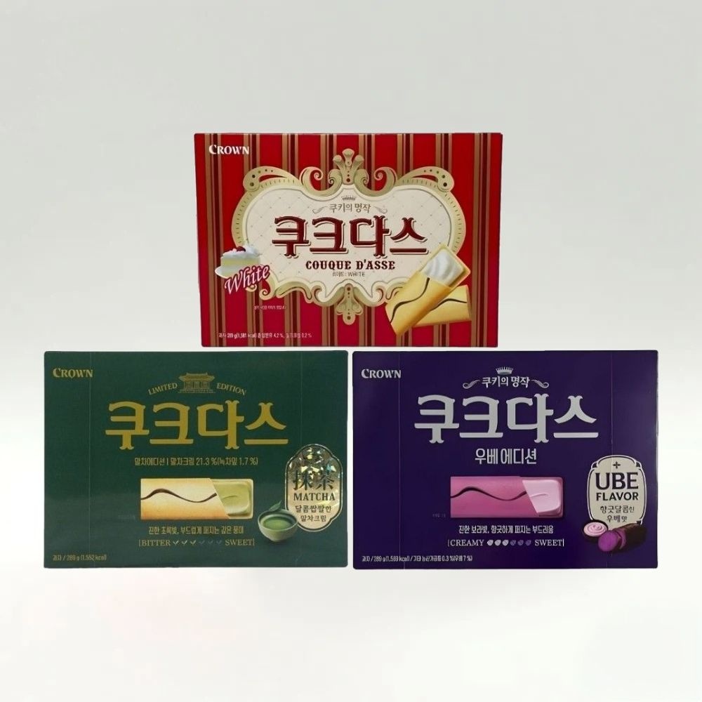 크라운 쿠크다스 3종세트 289g 우베에디션 화이트 말차 (289g 3개)
