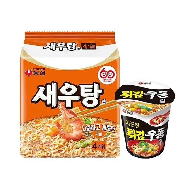 농심 튀김우동컵(62g 15개입)+새우탕면8봉지