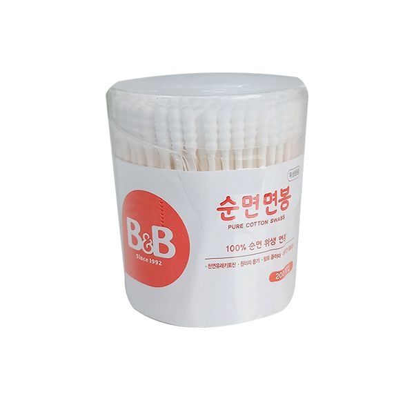 비앤비 유아 순면면봉 2TYPE 원형 200P