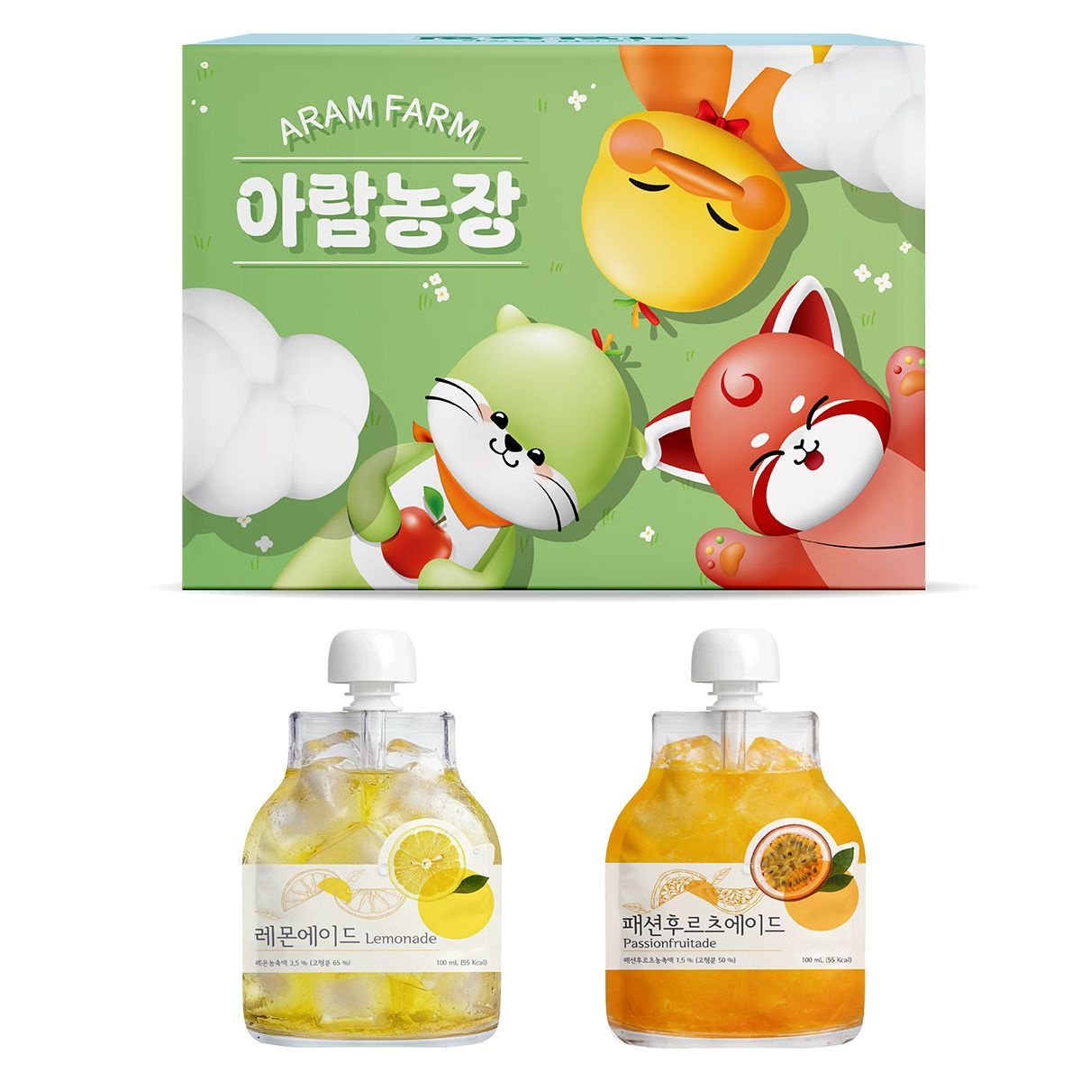 아람농장 에이드 주스 2가지맛 100ml 20팩