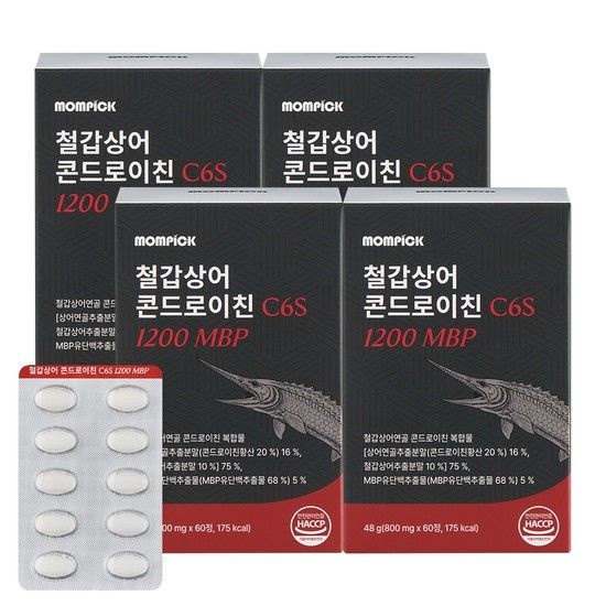 맘픽 철갑상어 연골 콘드로이친 6형 1200 MBP 콘도로이친 추천 800mg x 60정 4박스 (240정)