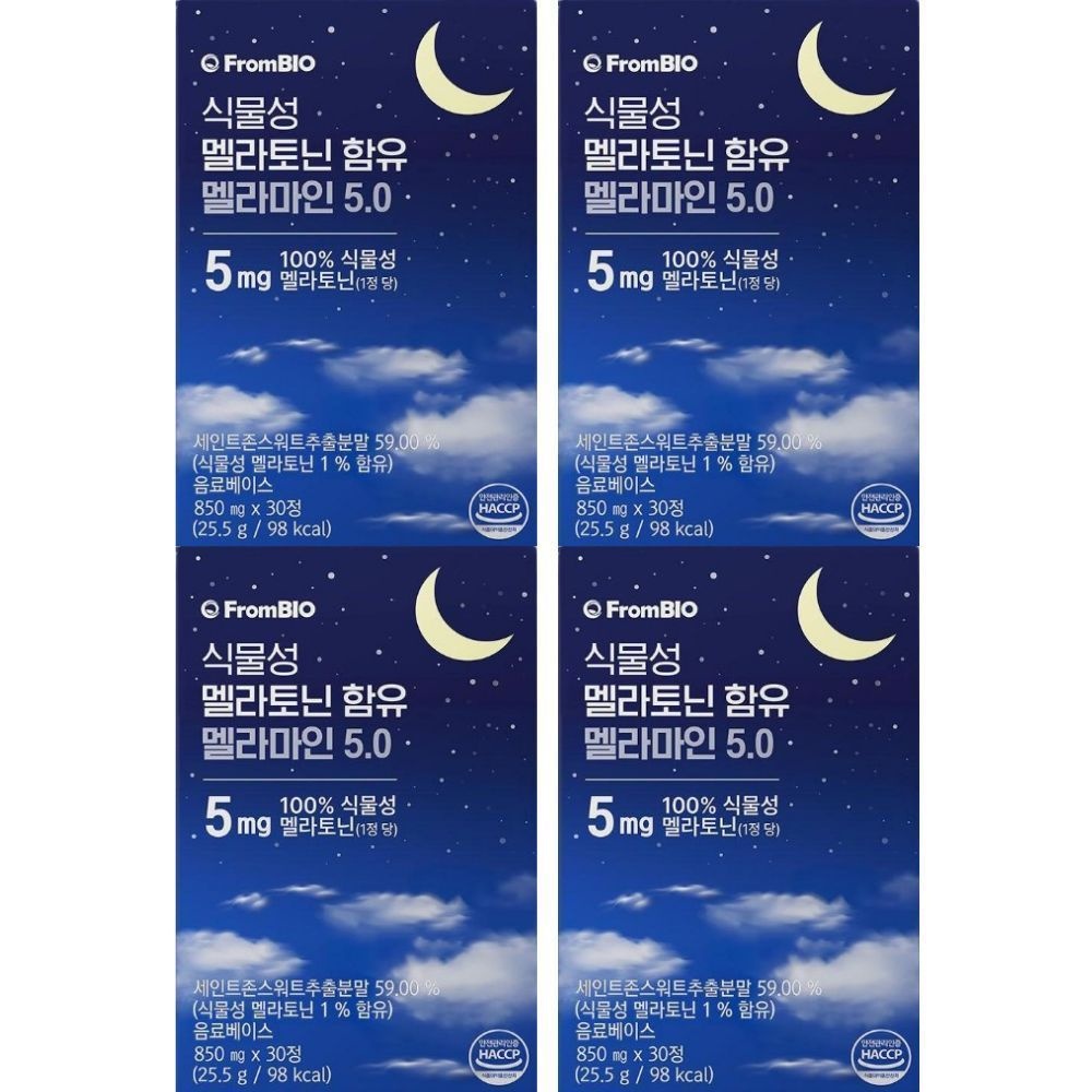 프롬바이오 식물성 멜라토닌 5mg 함유 멜라마인 30정, 4박스