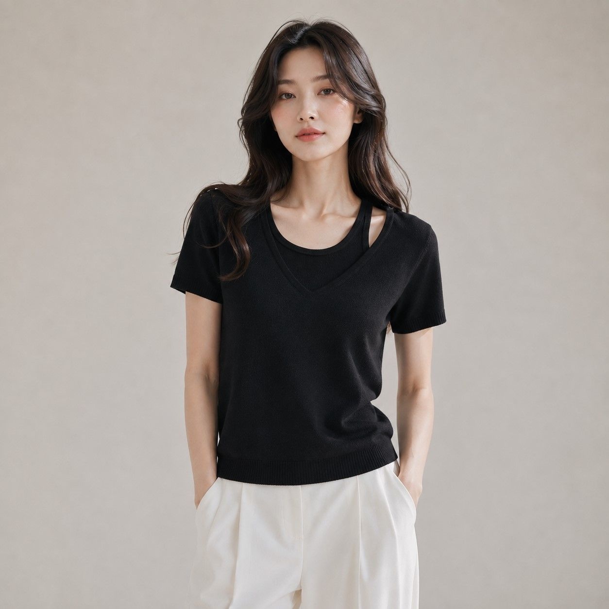 썸머 홀터 레이어드 니트 GS7N1PO701