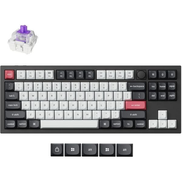 [해외] Keychron 키크론 Q3 HE 무선 커스텀 기계식 키보드 2.4GHz 블루투스 유선 QMK 래피드 트리거 80% TKL 핫스왑 가능 프로그래