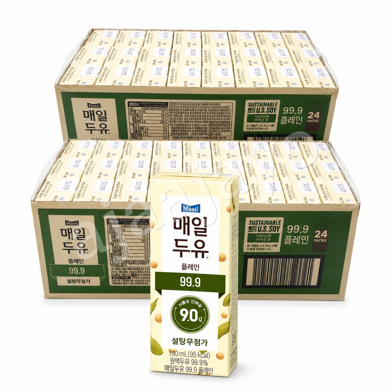 매일두유 99.9 플레인 190ml 48팩 설탕무첨가 담백한 아침음료