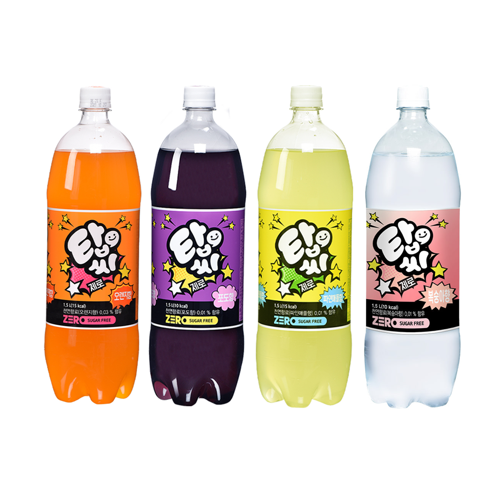 탑씨 제로 1.5L X 12pet 포도 오렌지 파인애플 복숭아