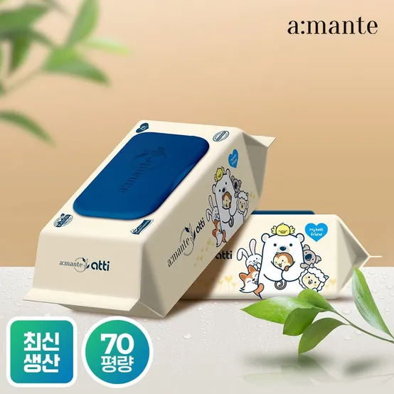 [APP전용] 아망떼 두꺼운 프리미엄 고평량 물티슈 70매 10팩/20팩 (70평량)