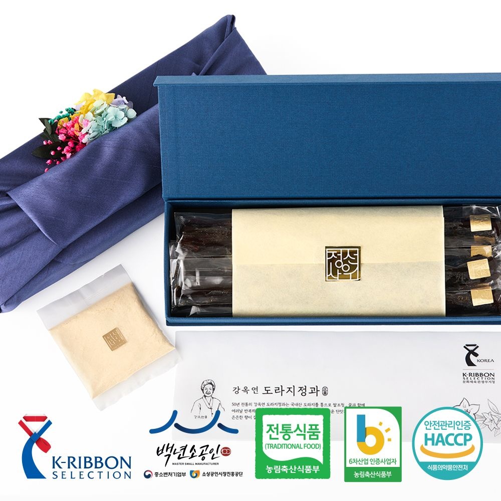 국산 콩고물 수제 도라지정과 250g (실크 보자기포장 포함) 상견례 선물세트