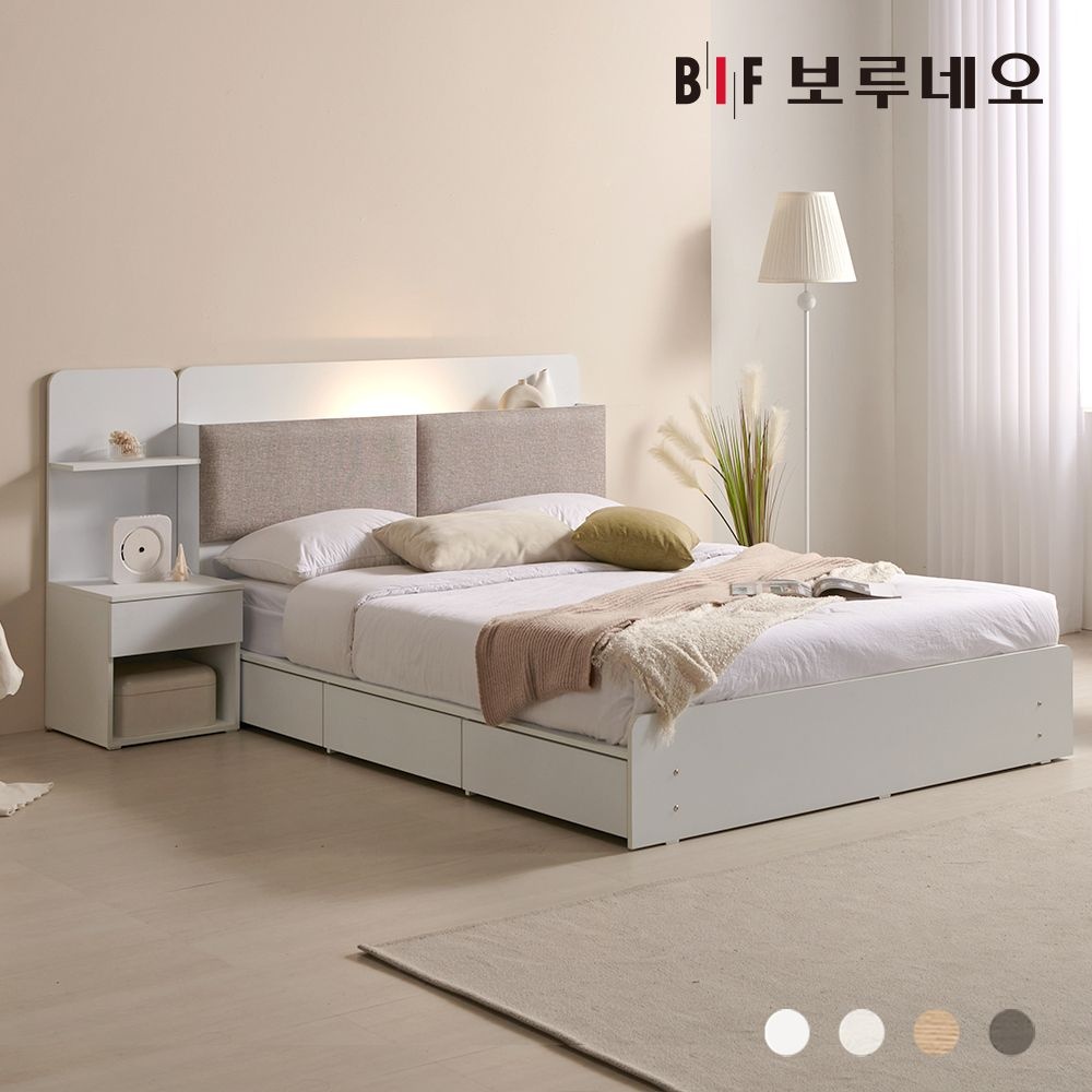 보루네오 미오Po LED 3서랍 수납 호텔침대 프레임 협탁1 Q