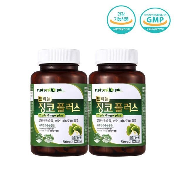 UnKnown 기억력 두뇌케어 은행잎추출물 2통(4개월분) 600mg 슈타인 징코 알파 브레인