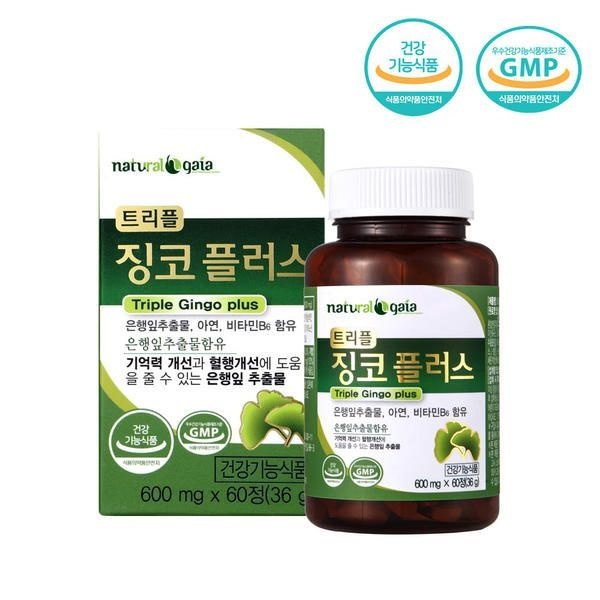 UnKnown 기억력 두뇌케어 은행잎추출물 1통(2개월분) 600mg 슈타인 징코 알파 브레인