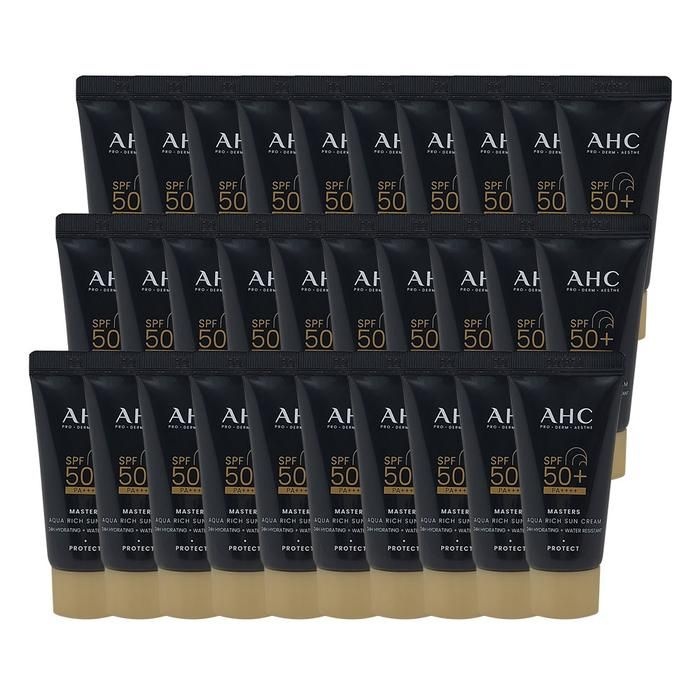 AHC 마스터즈 아쿠아 리치 선크림 10ml(SPF50+) 워터프루프 휴대용 30개 Ss