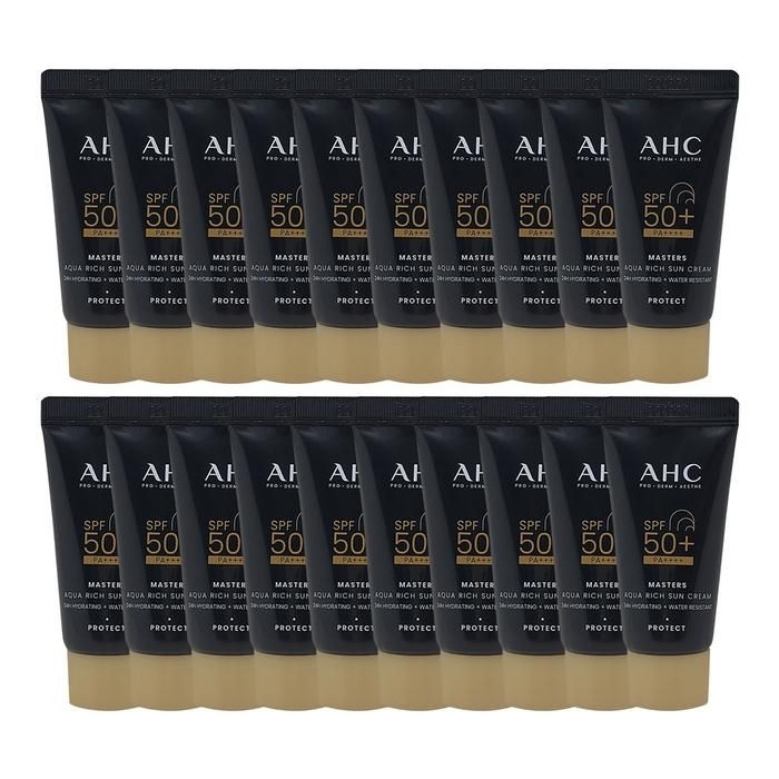 AHC 마스터즈 아쿠아 리치 선크림 10ml(SPF50+) 워터프루프 휴대용 20개 Ss