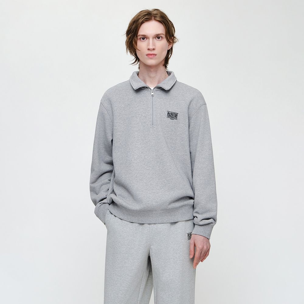 SMALL CLASSIC LOGO HALF ZIPUP SWEATSHIRT heather gray