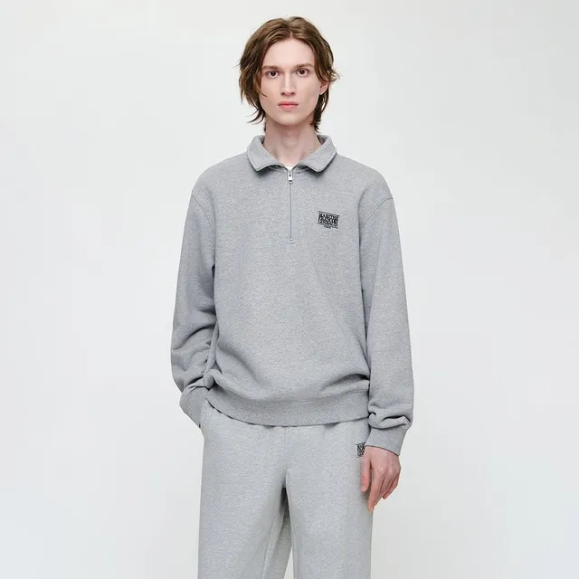 마리떼프랑소와저버 [11/6 예약 발송] SMALL CLASSIC LOGO HALF ZIPUP SWEATSHIRT heather gray