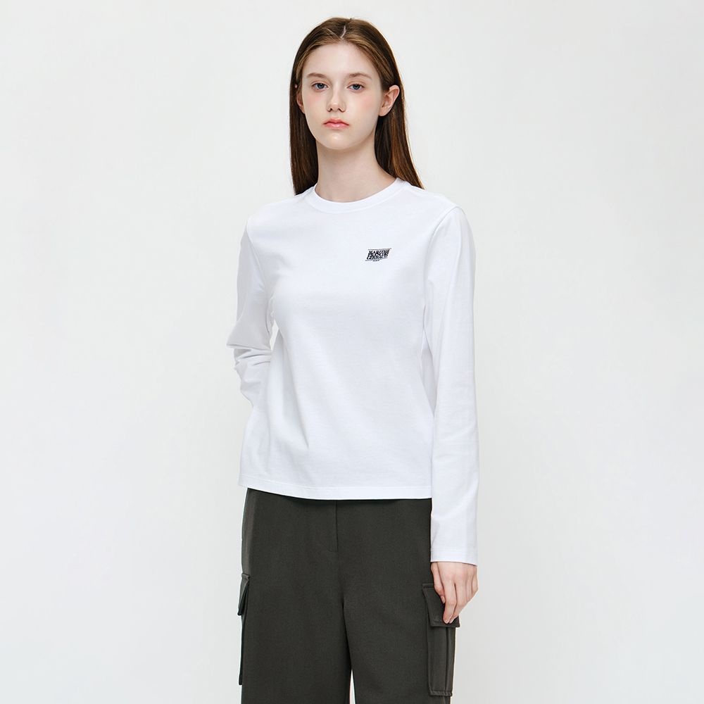 마리떼프랑소와저버 W SMALL CLASSIC LOGO LONG SLEEVE TEE white
