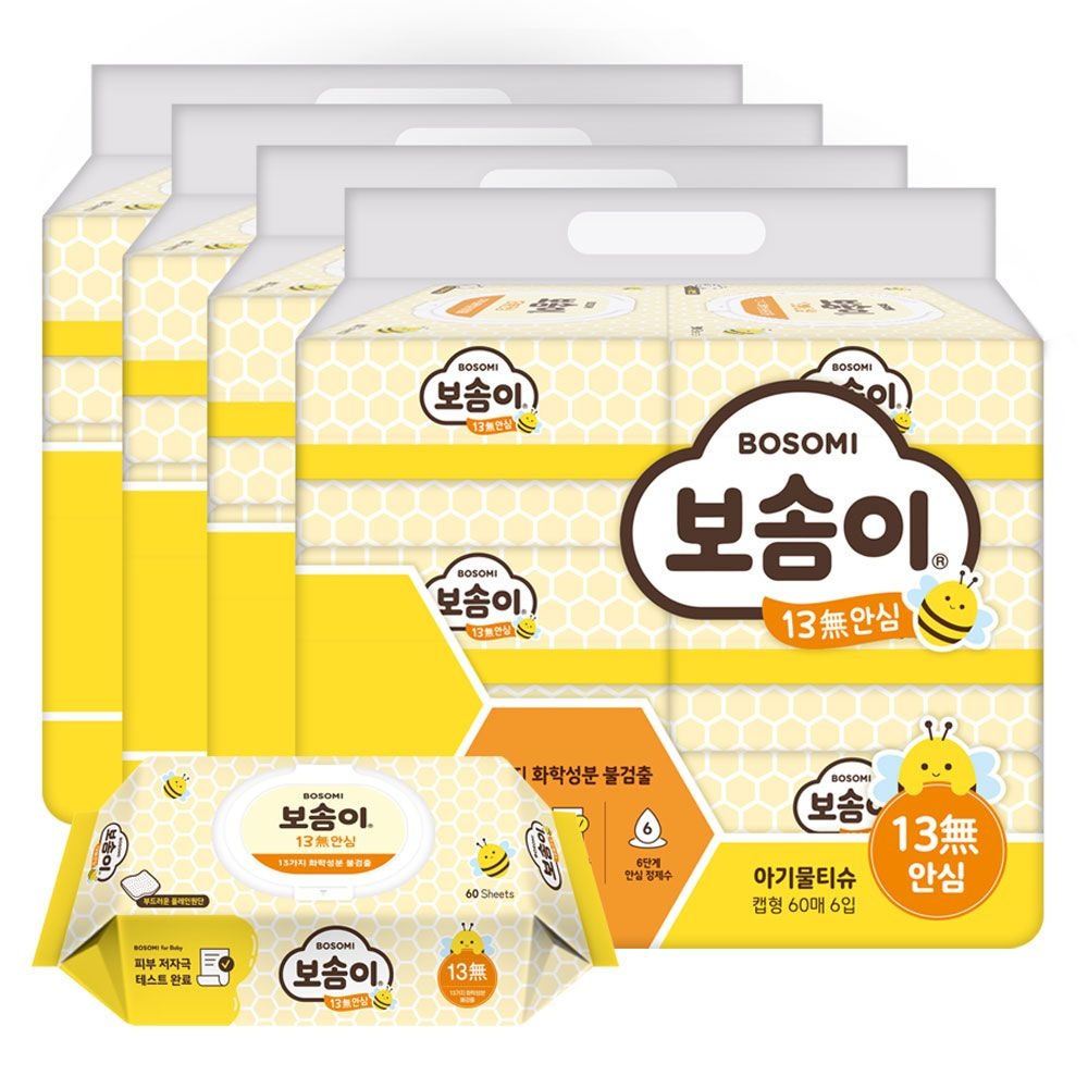 깨끗한나라 보솜이 안심물티슈 13무 60매 24입