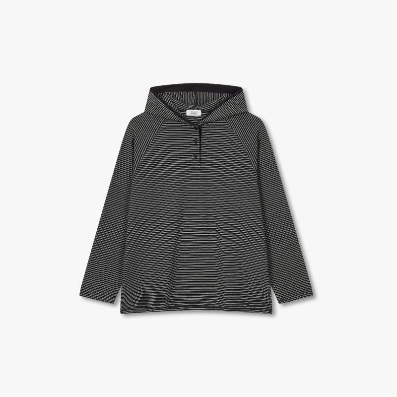 스트라이프 버튼 후드 티셔츠 9166322875