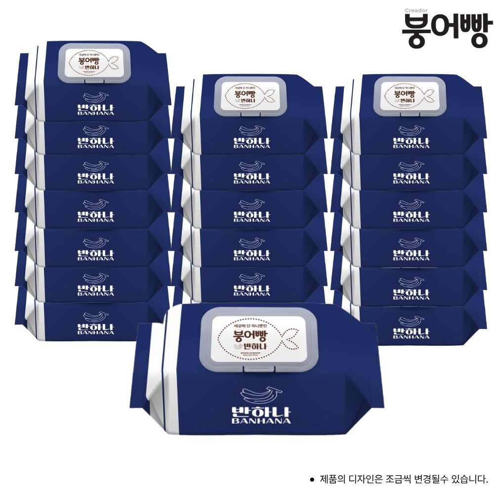 두꺼운 붕어빵반하나 캡형물티슈_75gsm,엠보씽 70매 X 20팩