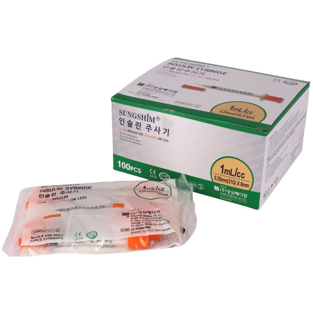 성심 인슐린 주사기 1CC 31G 8mm 100개입 멸균/당뇨