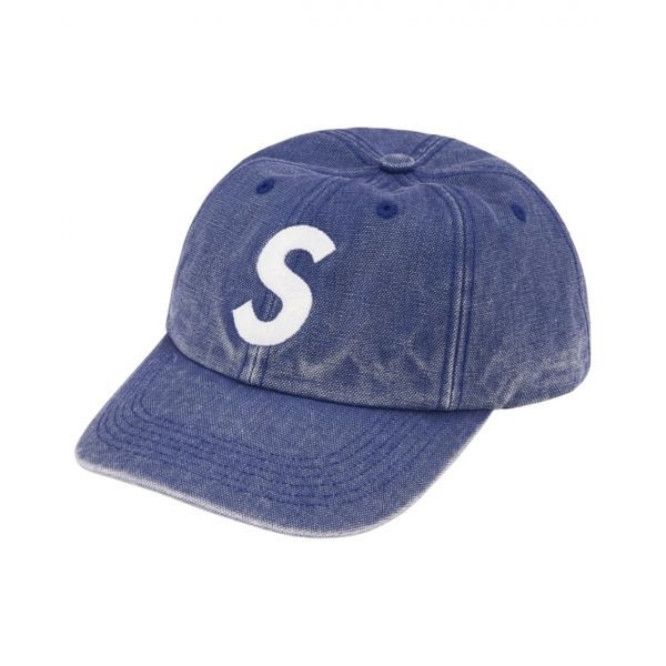 [정품 보증] Supreme Pigment Canvas S Logo 슈프림 피그먼트 캔버스 S 로고 6-패널 캡 네이비 - 23SS