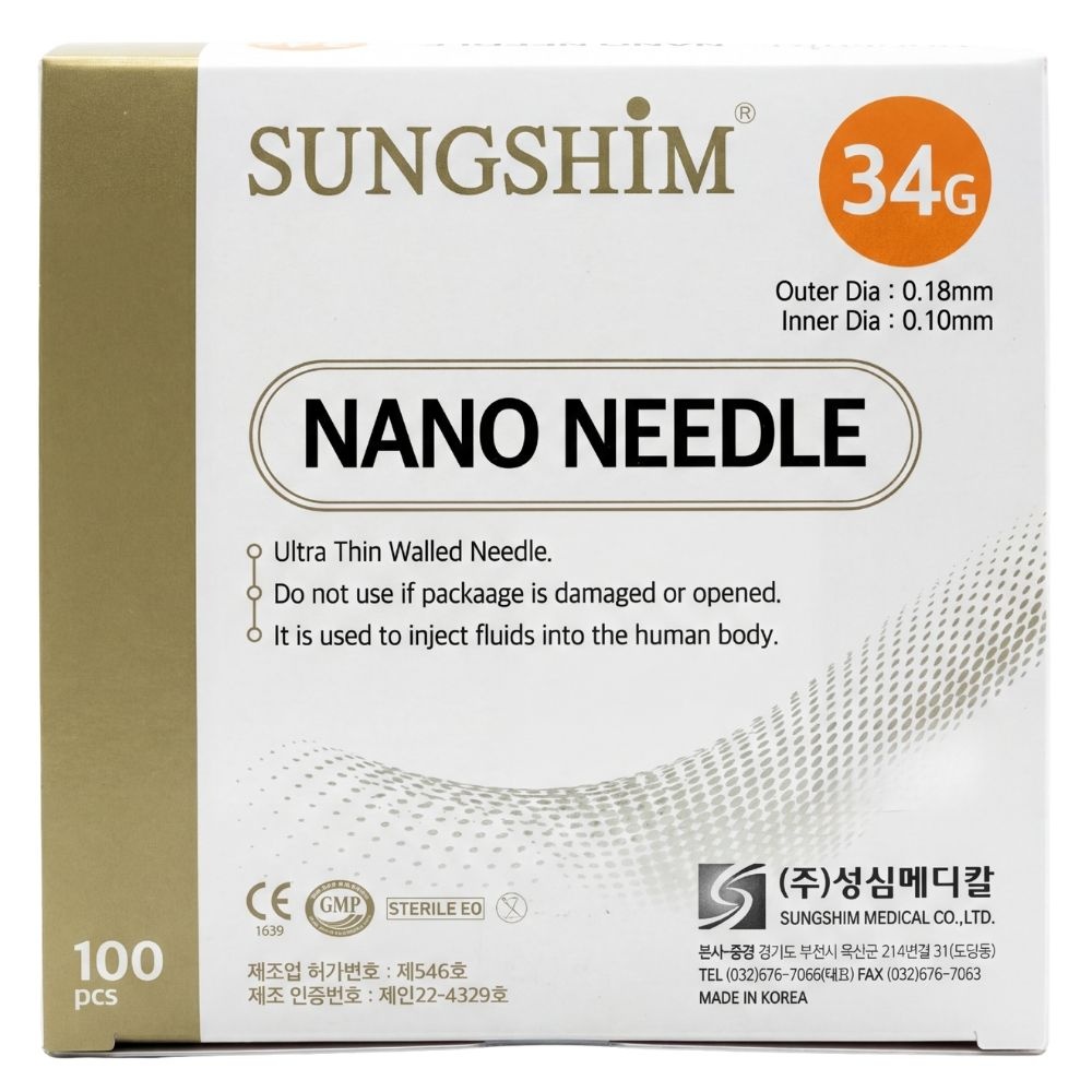 성심 나노니들 일회용 멸균 주사침 주사바늘 34G 8mm 100개입