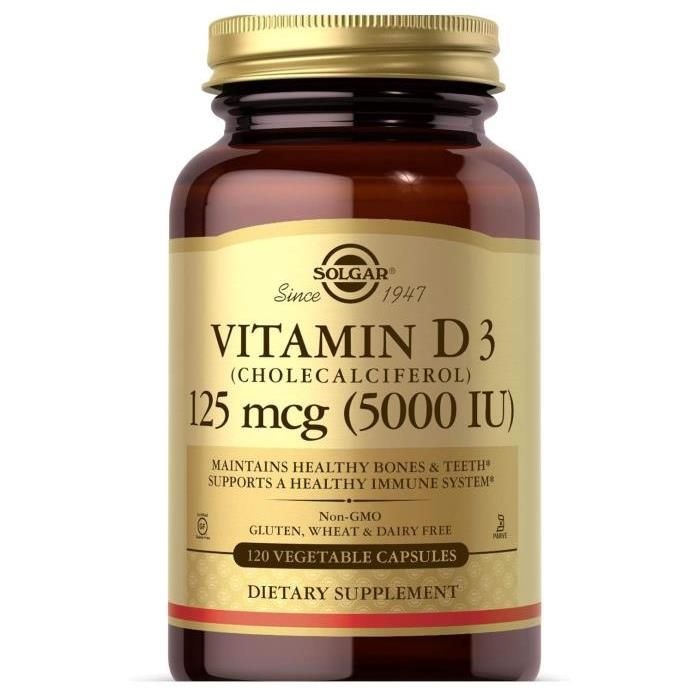SOLGAR [해외] 솔가 비타민D3(콜레칼시페롤) 125mcg(5000IU) 베지 캡슐 120정