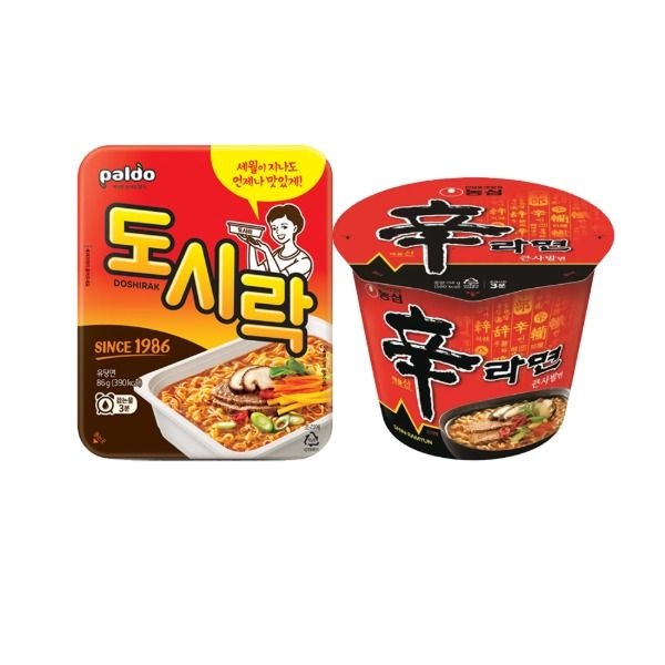 자체제작 이젠서진 컵라면 2종 혼합 팔도 도시락 8개 + 농심 신라면 큰사발면 컵 4개