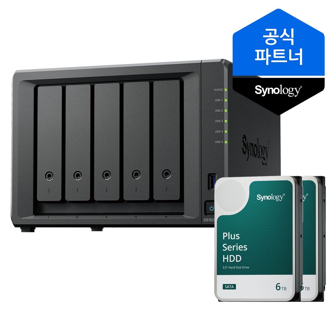 [오늘출발] 시놀로지 [10% 카드할인] 시놀로지 나스 DS1525+ 12TB (6TBx2) 5베이 HAT3300 정품HDD 포함