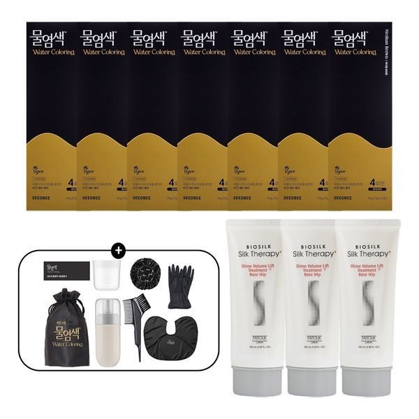 [하프클럽]씨드비 비건 물염색 28회분+염색도구+트리트먼트 100ml 3개