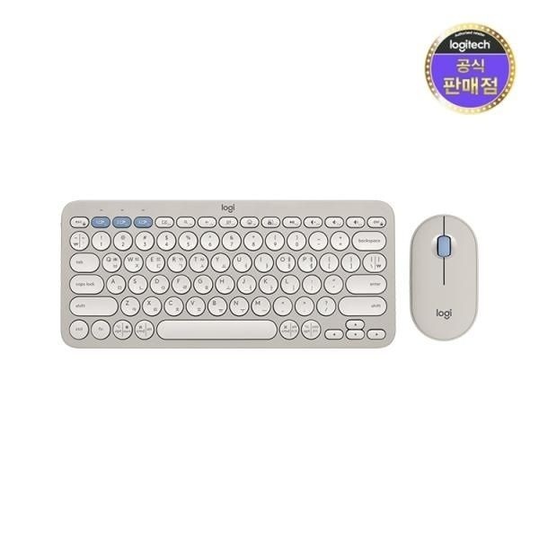 로지텍 무선 블루투스 미니 키보드 세트 Pebble 2 Combo 패블2 콤보 로지텍코리아 샌드그레이 4051668