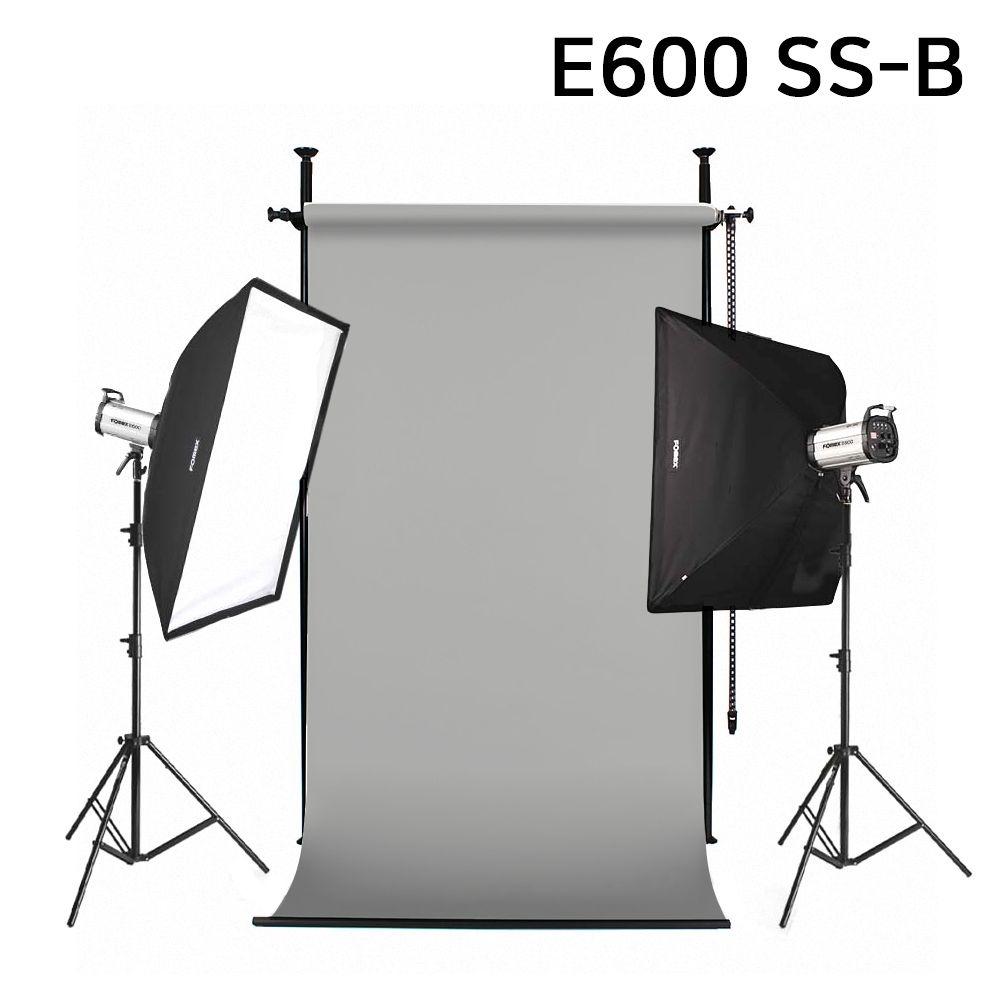 마요샵 포멕스 사진조명 스튜디오 촬영 세트 (E600 SS-B) 고정형 배경시스템 (배경지135cm 그레이) 쇼핑몰 악세서리