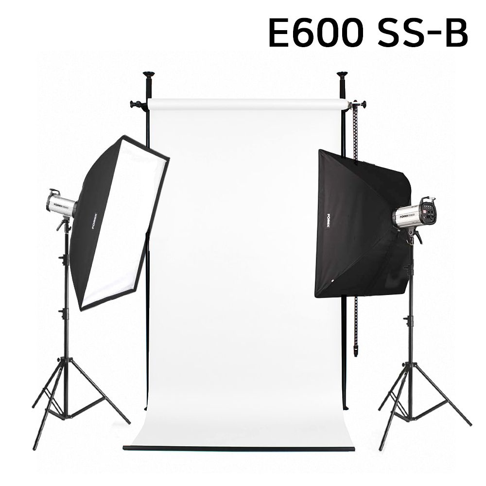 마요샵 포멕스 사진조명 스튜디오 촬영 세트 (E600 SS-B) 고정형 배경시스템 (배경지135cm 화이트) 쇼핑몰 악세서리