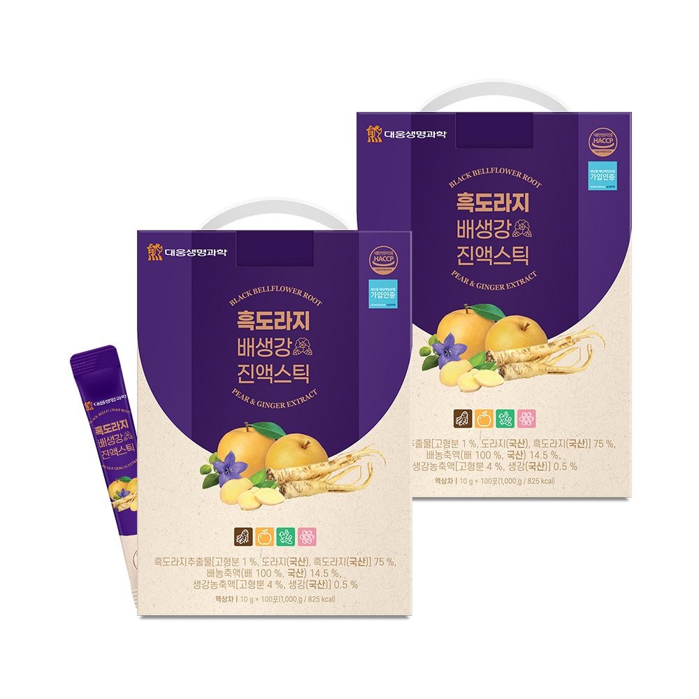 [롯데백화점] 대웅생명과학 목에 좋은 국내산 흑도라지배생강 진액스틱 100포 2박스