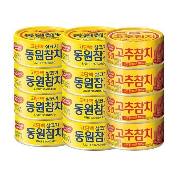 셀러허브 식품 sellerhub [하프클럽]동원 라이트 스탠다드 150G 8캔 + 고추참치 150G 4캔
