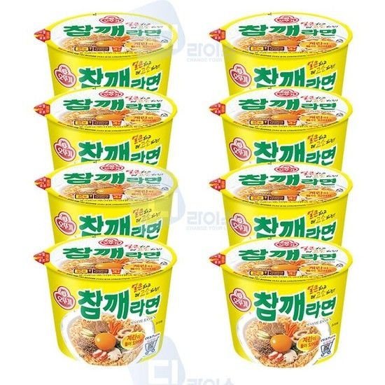 오뚜기 참깨라면 110g 큰컵 8개 해장라면 큰사발 간식 야식 캠핑 사무실 매콤한맛 계란라면 식사대용 (51854869)