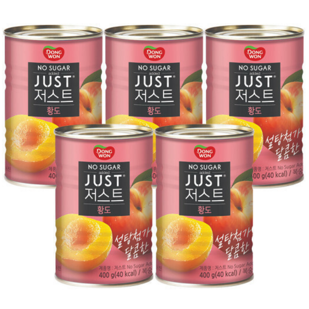 동원 JUST 노슈가 황도 2절 통조림, 400g, 5개